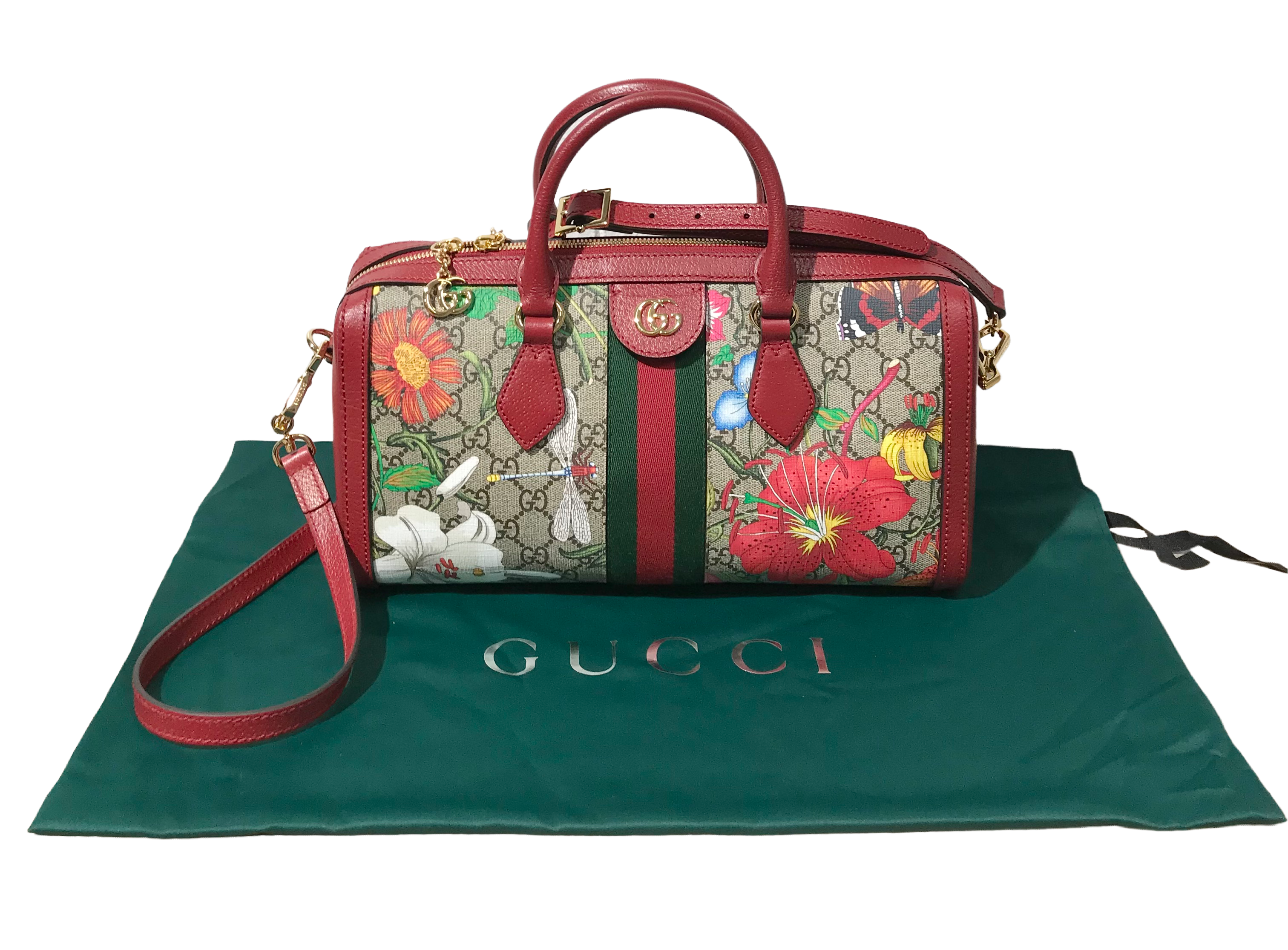 AUTHENTIC Gucci GG Supreme Monogram Flora Web Medium Ophidia Boston Re –  Jj's Closet, LLC