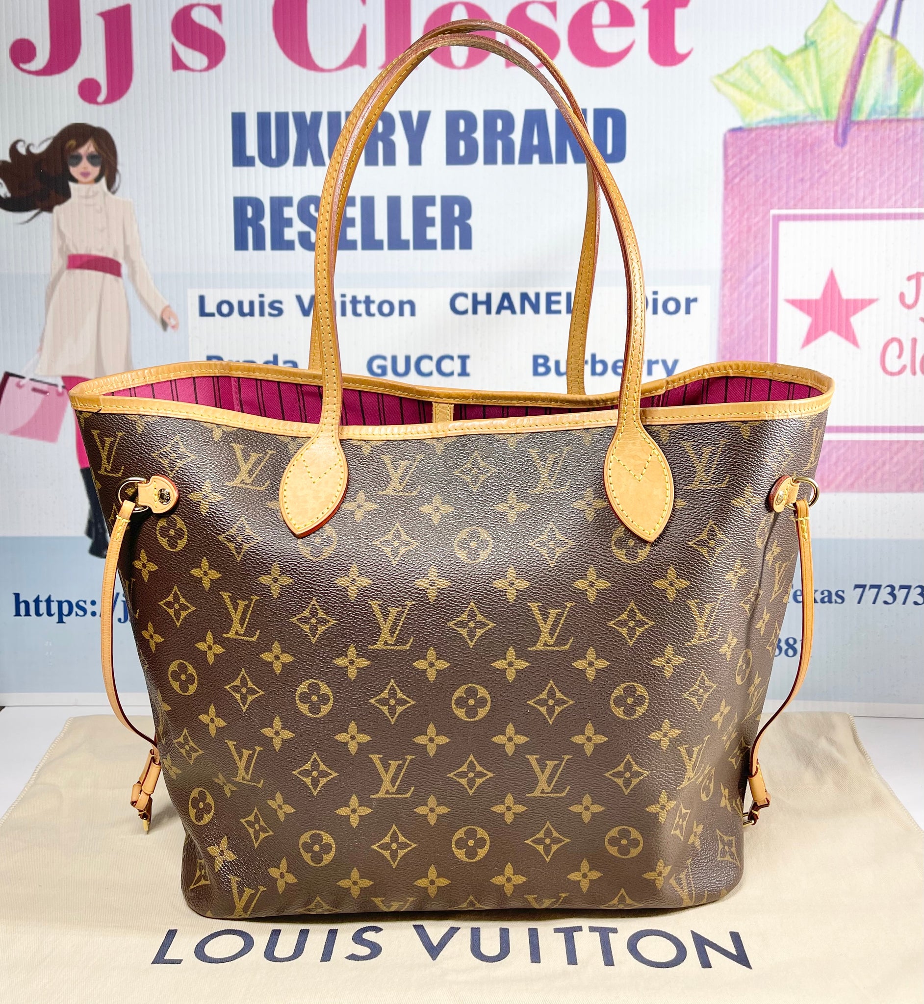Authentic Louis Vuitton Monogram Neverfull MM Bag Piovine