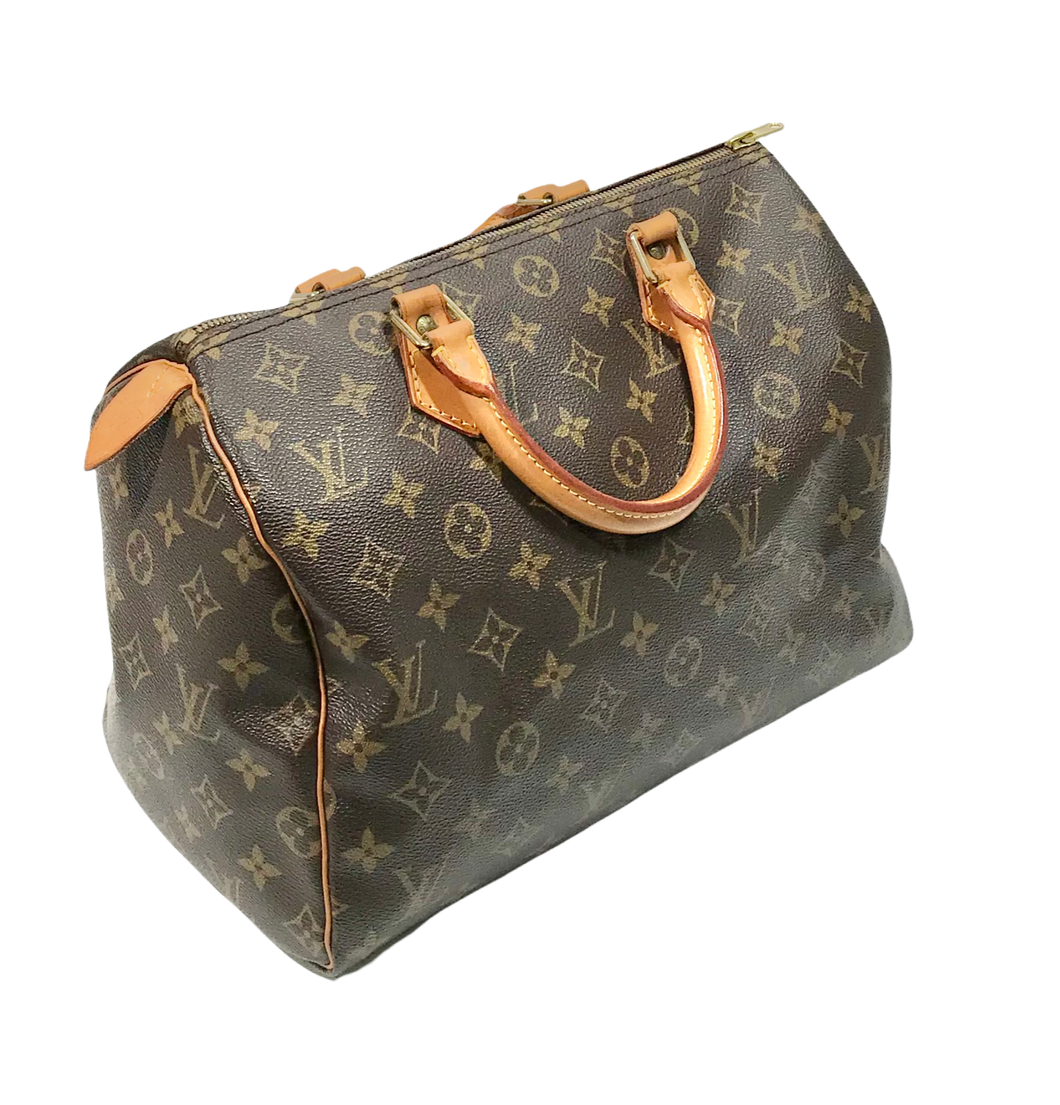 Louis Vuitton Womens Speedy 30 Monogram Canvas Tote Handbag