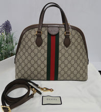 Load image into Gallery viewer, AUTHENTIC Gucci GG Supreme Ophidia Top Handle Bag PREOWNED (WBA179)