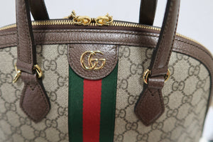 AUTHENTIC Gucci GG Supreme Ophidia Top Handle Bag PREOWNED (WBA179)