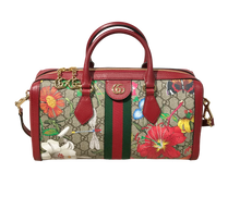 Load image into Gallery viewer, AUTHENTIC Gucci GG Supreme Monogram Flora Web Medium Ophidia Boston Red PREOWNED (WBA845)