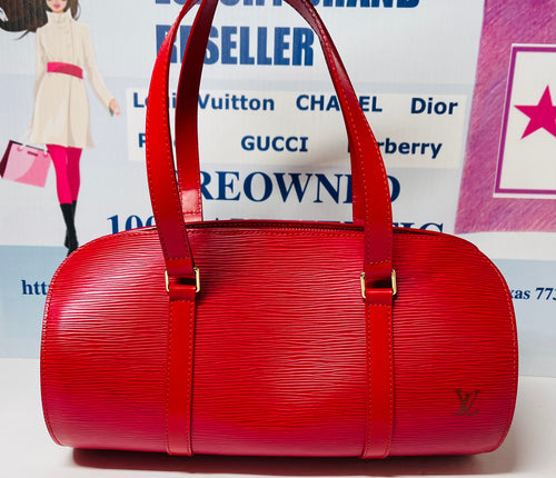 AUTHENTIC Louis Vuitton Soufflot Castillan Red Epi PREOWNED (WBA365)