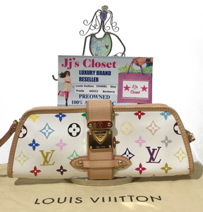 AUTHENTIC Louis Vuitton Shirley Clutch White Multicolor PREOWNED (WBA900)