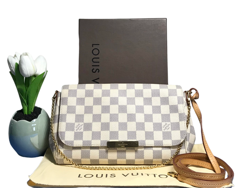 AUTHENTIC Louis Vuitton Favorite MM Damier Azur PREOWNED (WBA766)