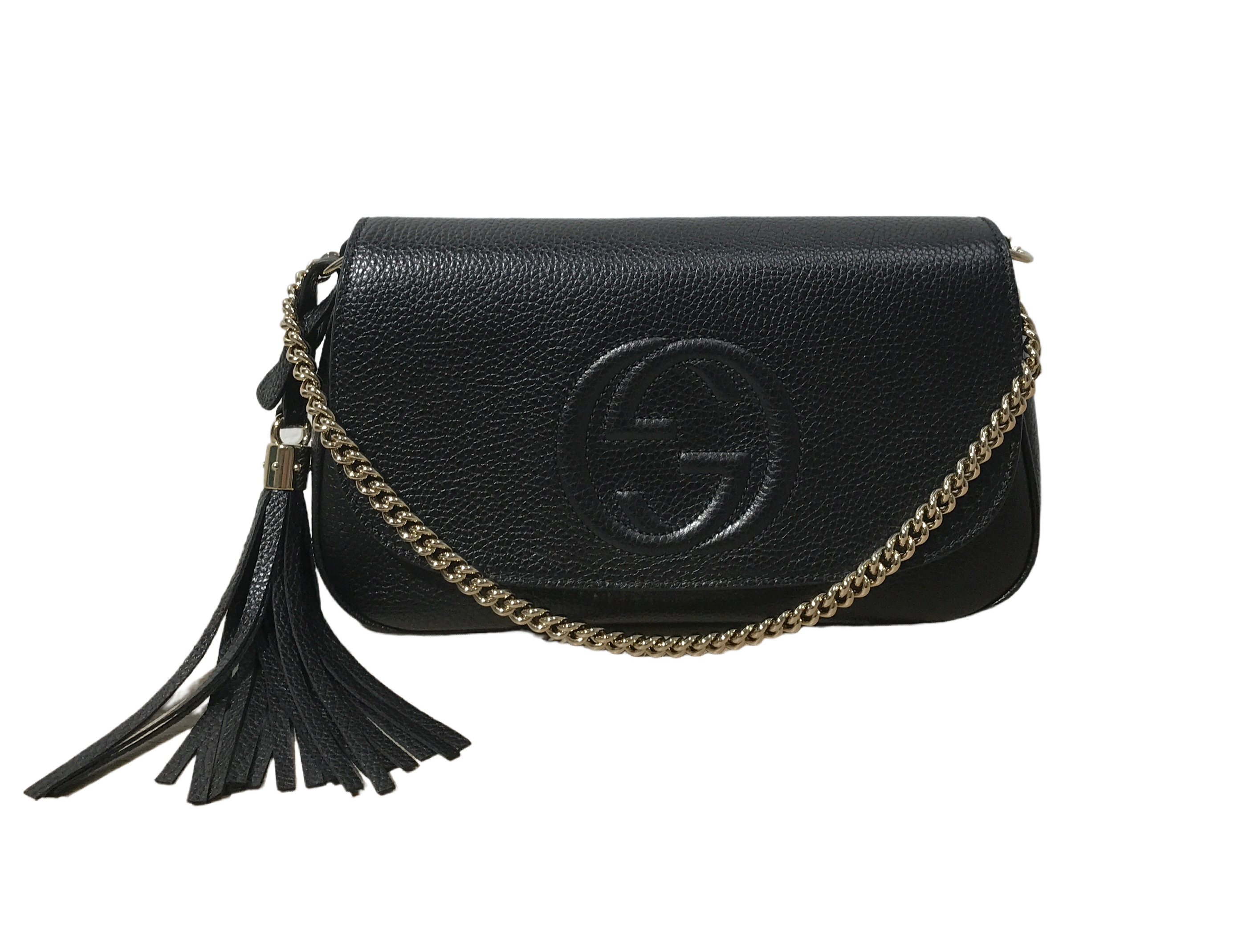 AUTHENTIC Gucci Soho Black Flap Crossbody Medium PREOWNED