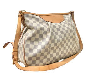 100% Authentic Louis Vuitton Siracusa PM White Damier Azur Crossbody Bag