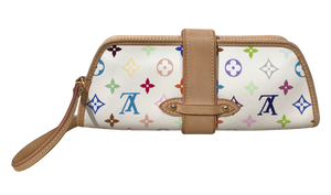 AUTHENTIC Louis Vuitton Shirley Clutch White Multicolor PREOWNED (WBA900)