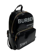 Load image into Gallery viewer, AUTHENTIC Burberry Coated Canvas Horseferry Print Black Backpack PREOWNED (WBA585)