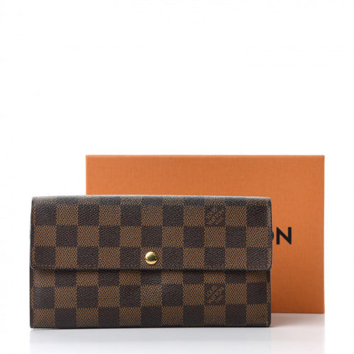 AUTHENTIC Louis Vuitton Sarah Wallet Damier Ebene PM PREOWNED (WBA534)