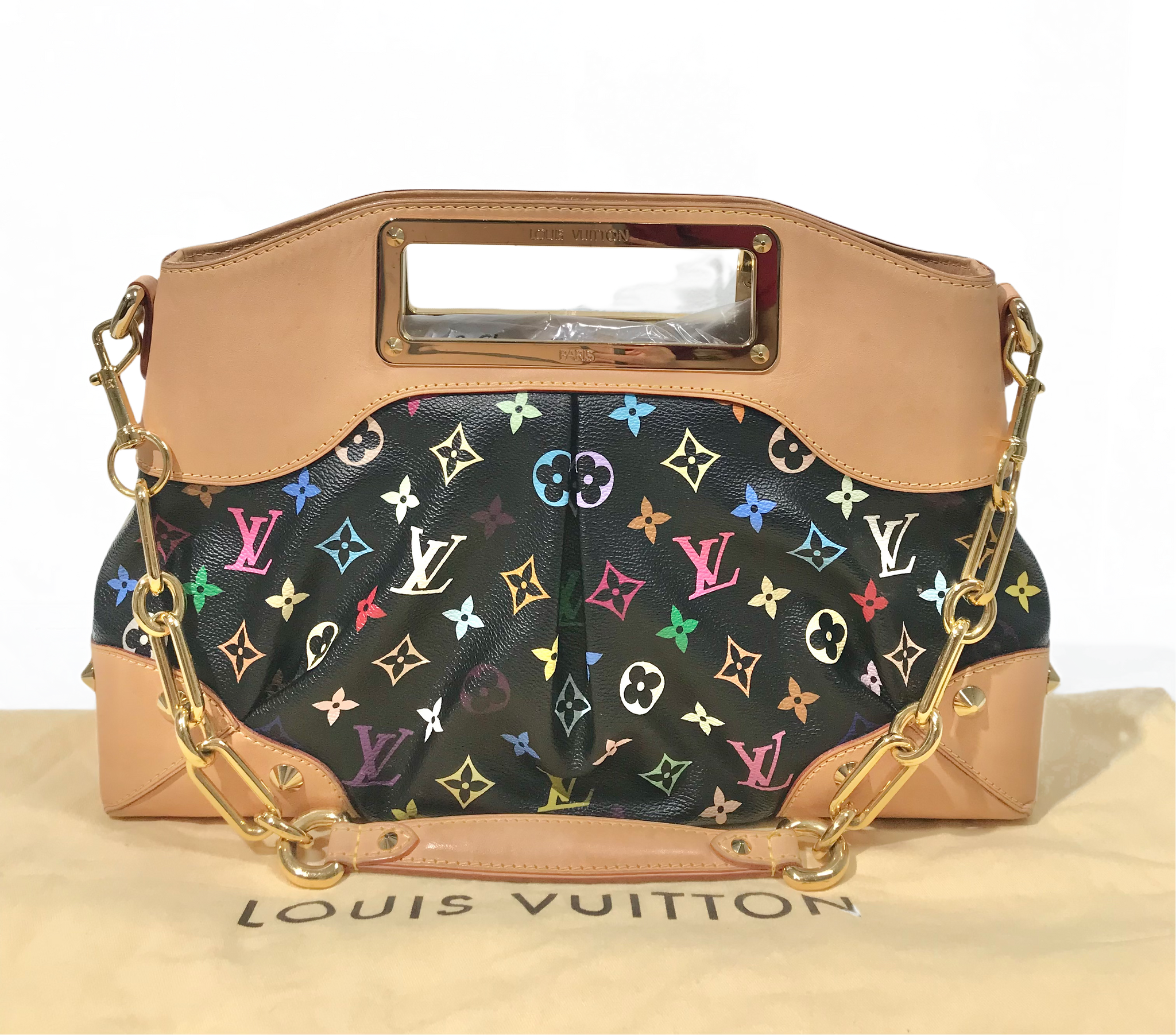 AUTHENTIC Louis Vuitton Judy Black Multicolor MM Preowned WBA719
