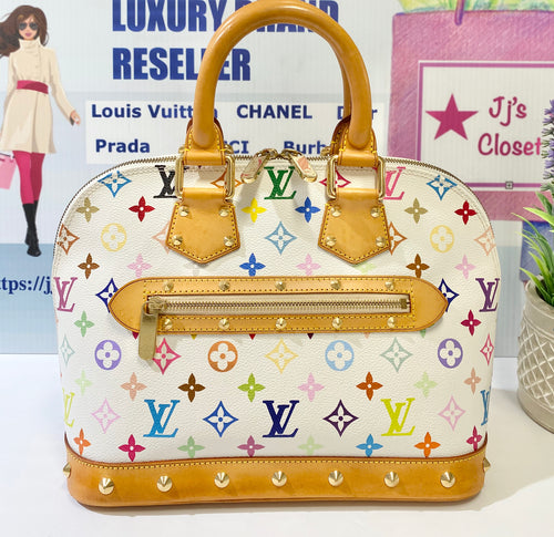 AUTHENTIC Louis Vuitton Alma White Monogram Multicolor PM PREOWNED (WBA273)