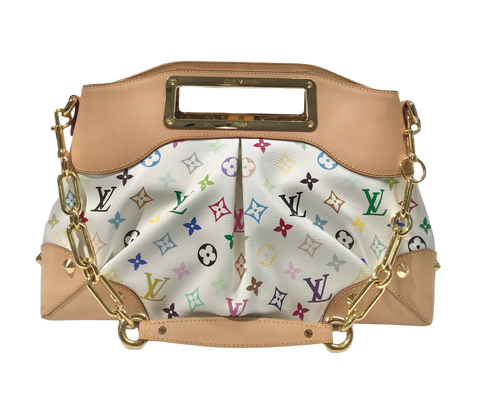 AUTHENTIC Louis Vuitton Judy White Multicolor MM Preowned (WBA718)