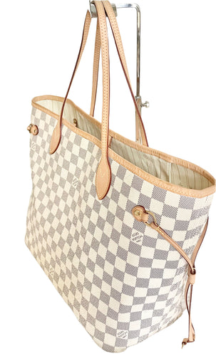 AUTHENTIC Louis Vuitton Neverfull Damier Azur MM PREOWNED (WBA521)