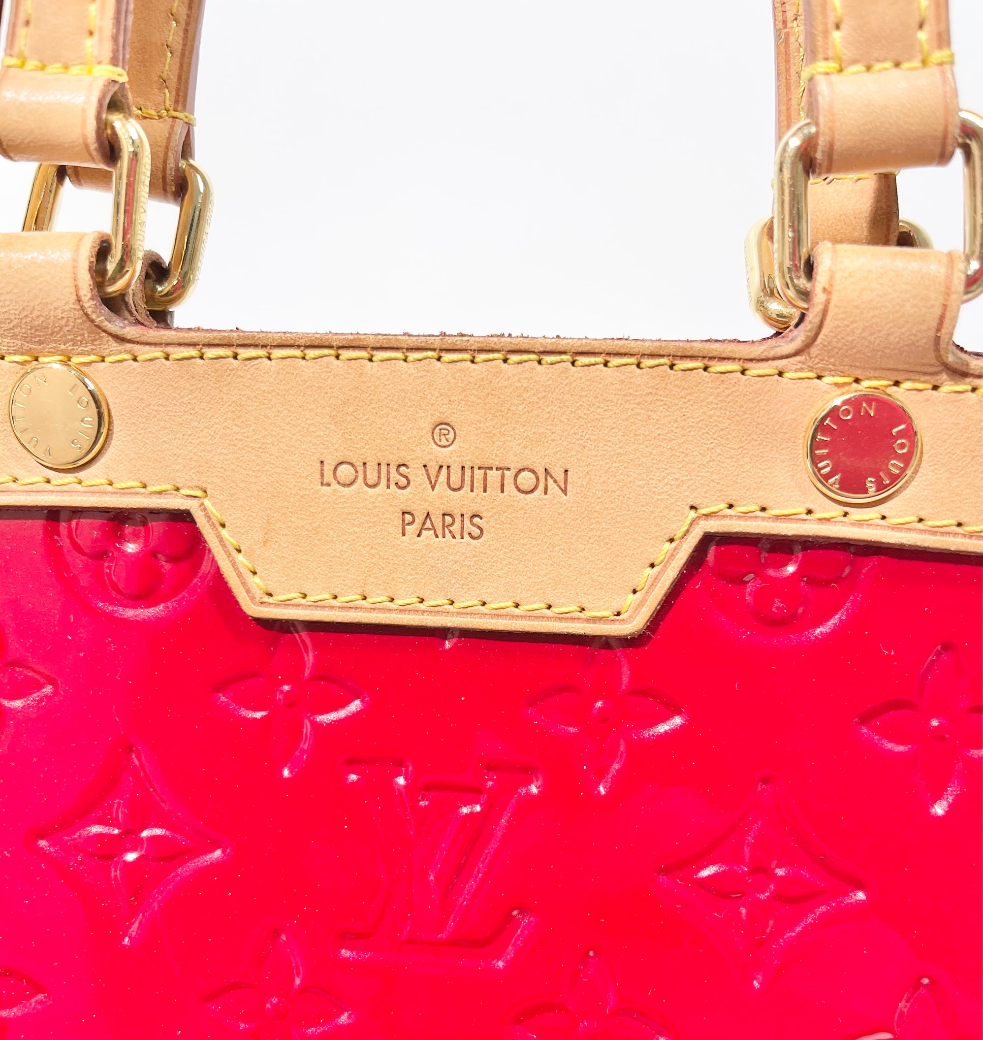Gold Louis Vuitton Monogram Vernis Brea PM Satchel