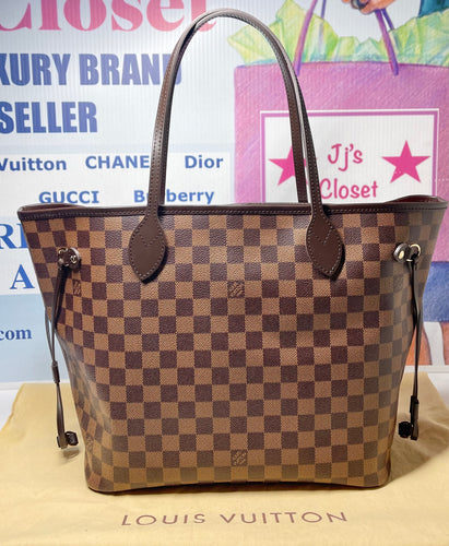 AUTHENTIC Louis Vuitton Neverfull Damier Ebene MM PREOWNED (WBA382)