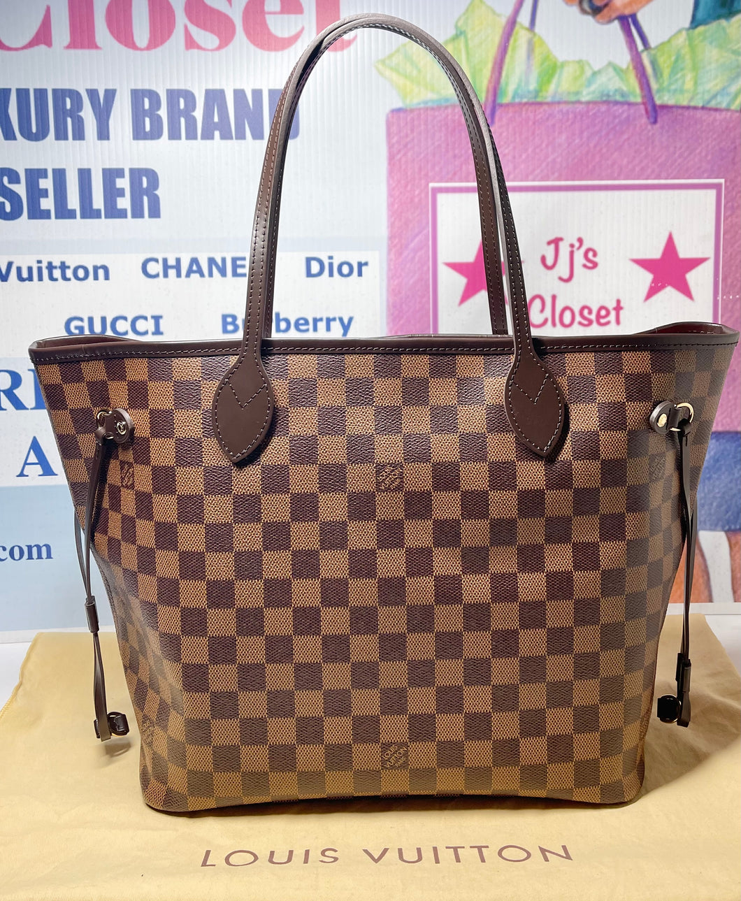Pre-Owned Louis Vuitton Neverfull Damier Ebene MM Tote Bag