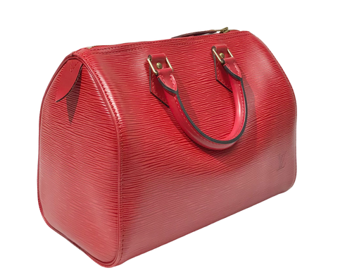 AUTHENTIC Louis Vuitton Speedy 25 Epi Castillan Red PREOWNED (WBA965)