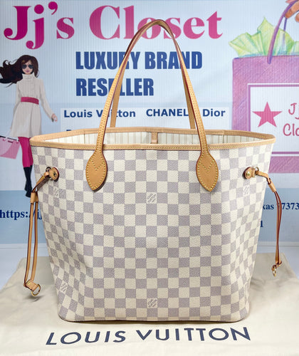 AUTHENTIC Louis Vuitton Neverfull Damier Azur MM PREOWNED (WBA336)