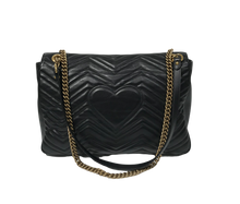 Load image into Gallery viewer, AUTHENTIC Gucci Black Calfskin Matelasse Large GG Marmont Shoulder Bag PREOWNED (WBA1036)