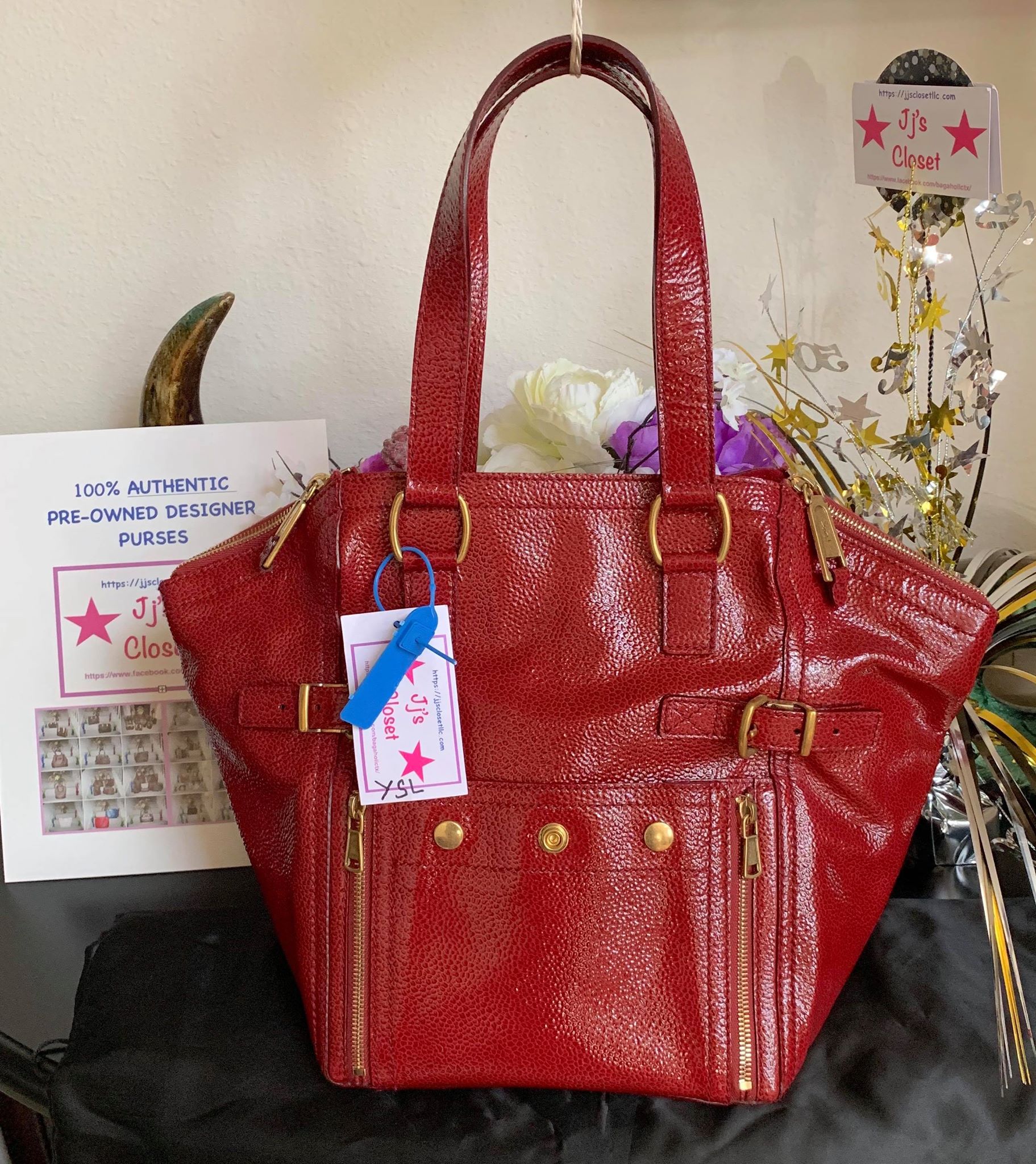 Downtown Cabas, Used & Preloved Yves Saint Laurent Tote Bag, LXR Canada, Red