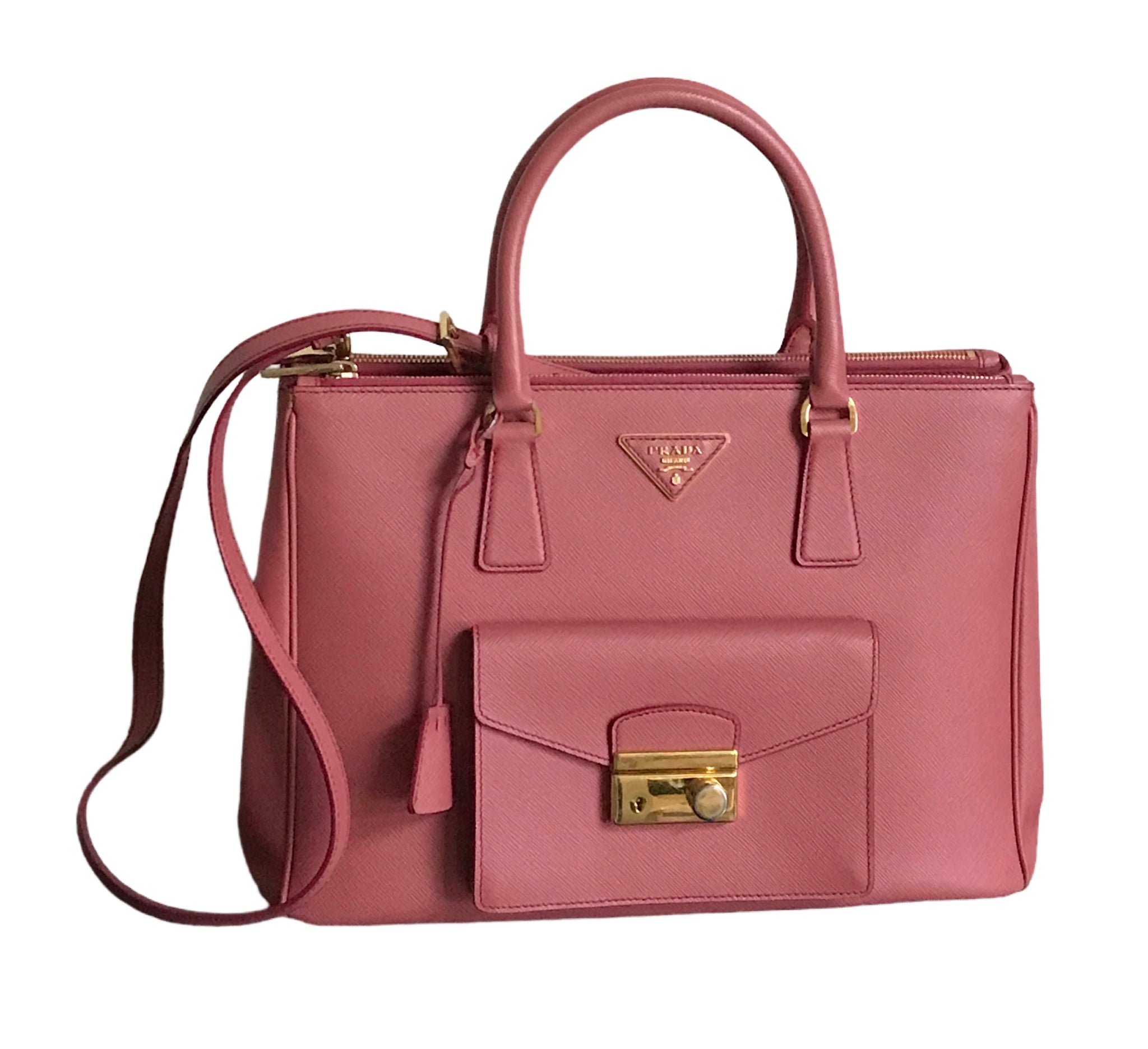PRADA Lux Saffiano Leather Tote Tote Bag Light Pink