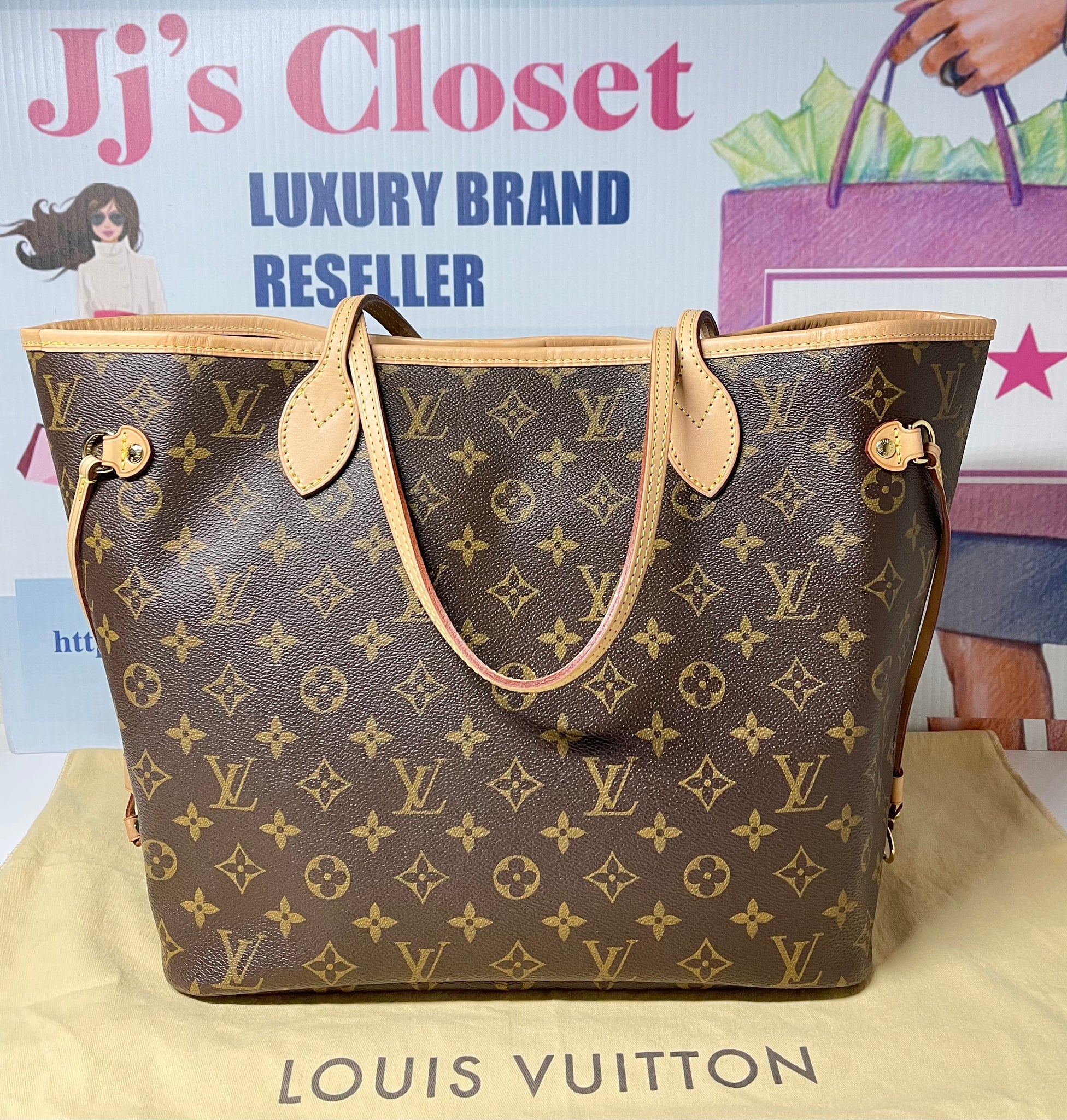 AUTHENTIC Louis Vuitton Neverfull Monogram MM PREOWNED (WBA373) – Jj's  Closet, LLC