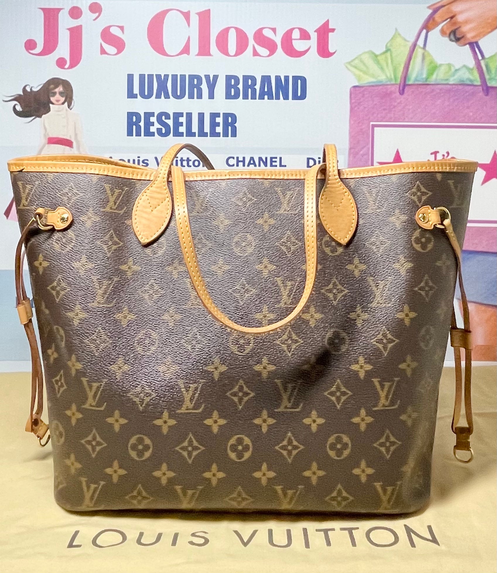 Monogram Neverfull MM with the light pink lining