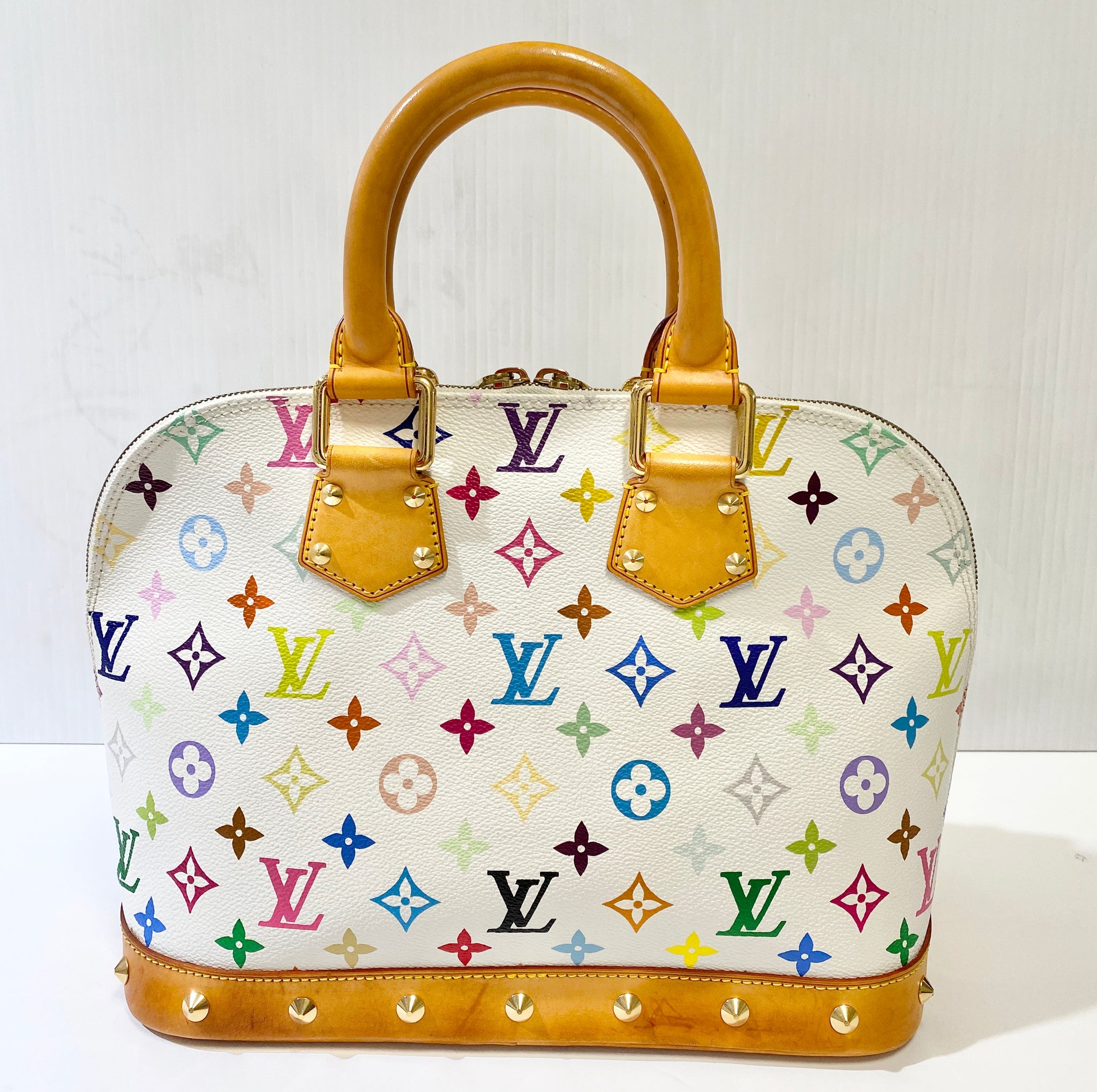 LOUIS VUITTON Alma GM Handbag Multi-Color White - RARE Iconic