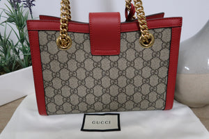 AUTHENTIC Gucci GG Supreme Padlock Small Red PREOWNED