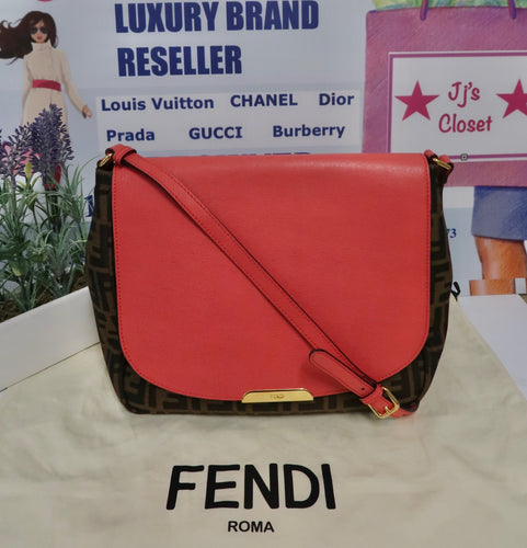 AUTHENTIC Fendi  Grande Zucca Messenger Bag PREOWNED