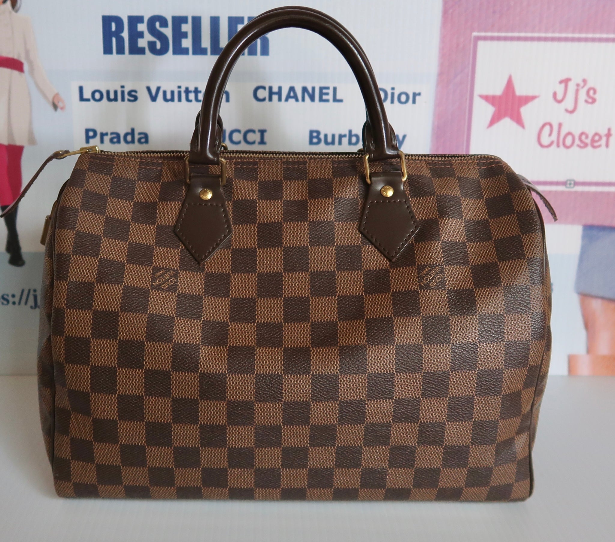 Louis Vuitton Speedy 30 Damier Ebene Satchel Bag