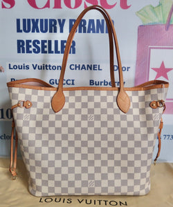Pre-Owned Louis Vuitton Neverfull Damier Azur MM Tote Bag - Very Good  Condition 