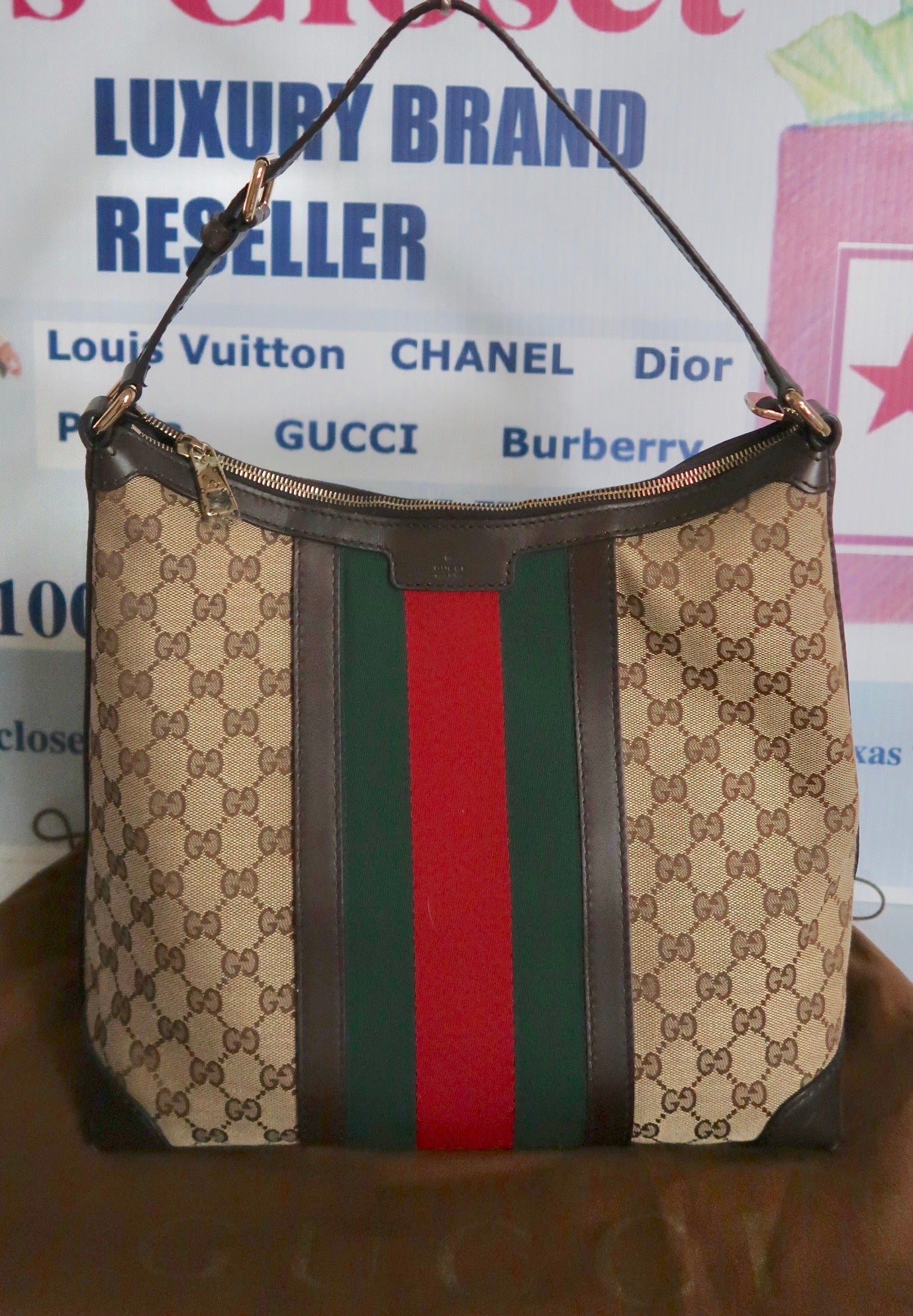 Gucci Monogram Hobo Medium Shoulder Bag