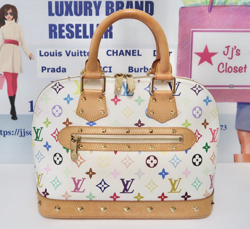 AUTHENTIC Louis Vuitton Alma White Monogram Multicolor PM PREOWNED (WBA224)