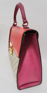 AUTHENTIC Gucci GG Supreme Monogram Medium Padlock Top Handle Bag PREOWNED (WBA228)