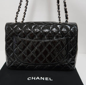 AUTHENTIC Chanel Classic Single Flap Distressed Patent Quilted Leather PREOWNED (WBA208)