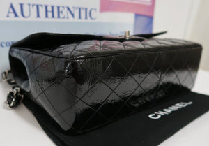 AUTHENTIC Chanel Classic Single Flap Distressed Patent Quilted Leather PREOWNED (WBA208)